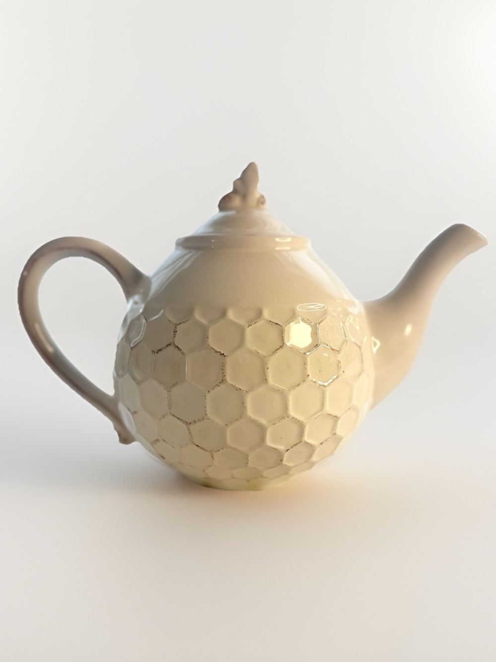Demdaco Silvestri Hand Painted Teapot Honey Bee Bumblebee Rustic Honeycomb w Lid